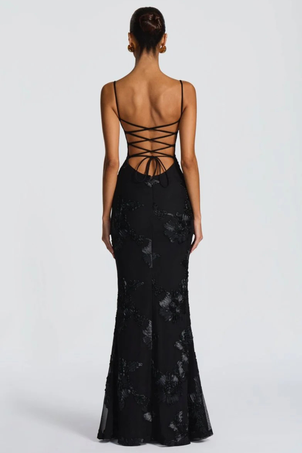 Elegant Formal Wedding Guest Dress for Women with Sweetheart Corset Spaghetti Strap Floral Embroidered Maxi Style