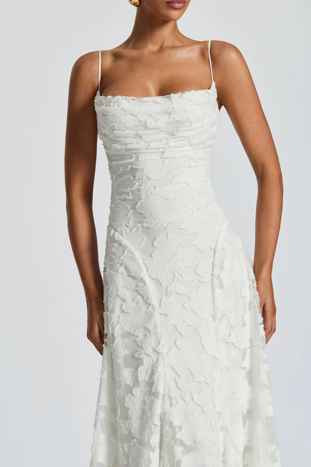 Elegant Formal Wedding Guest Dress for Women with Square Neck Spaghetti Strap Floral Brocade Maxi Style