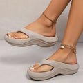 Comfortable Platform Sandals for Women with Toe Ring Molded Cloud Sole Cushioned Slip On Flip Flop Style