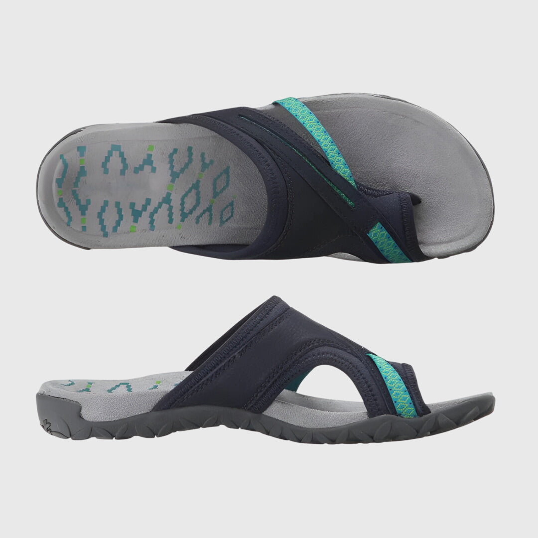Comfortable Flip Flops for Women with Toe Ring Quilted Neoprene Strap Sport Flat Outdoor Sandal Style