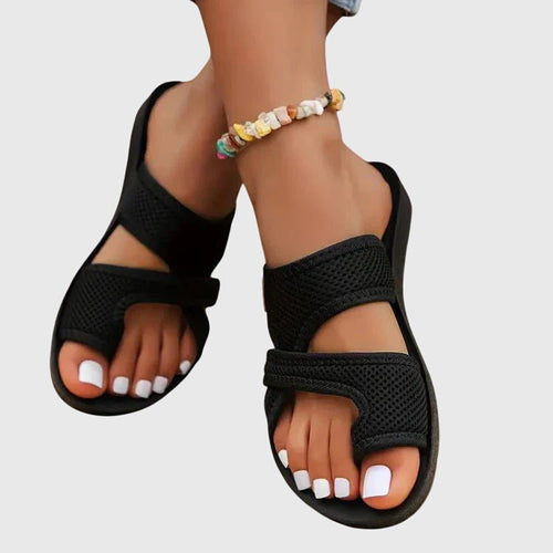 Comfortable Sandals for Women with Open Toe Double Strap Mesh Upper Cutout Flat Sole Casual Summer Style